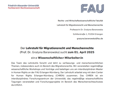 Zum Artikel "Stellenausschreibung: Wissenschaftliche/r Mitarbeiter/in"